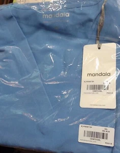 MANDALA 5XL SCRUB TOP -CEIL BLUE, 6 POCKET, V- NECK BUTTERY SOFT, STRETCHY - Picture 1 of 10