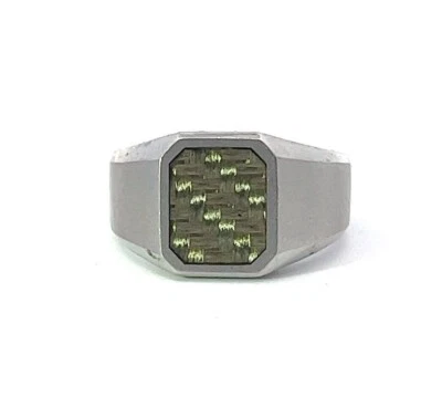 Anel de banda com incrustação de fibra de carbono cinza/amarelo aço inoxidável 14 mm STEL - Imagem 1 de 4