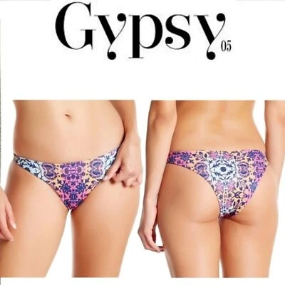 Parte inferior de bikini Gypsy 05 XS Channin de mosaico acanalado nueva con etiquetas Foto 1 de 3
