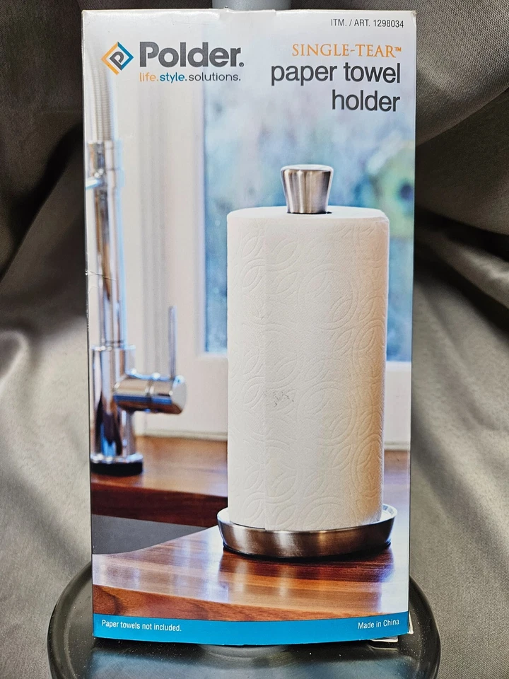 Toallero de papel de pie Polder Fleur de una sola lágrima con base de peso pesado, Foto 1 de 4