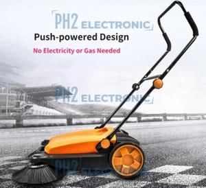 SM650 27.5" Manual Push Powered Floor Sweeper, Triple Brushes,Indoor and Outdoor - Picture 1 of 8