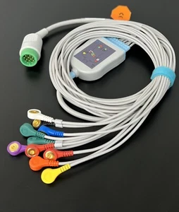 Physio Control Lifepak 20 ECG EKG Cable 10 Leads Snap - Same Day Shipping - Picture 1 of 3