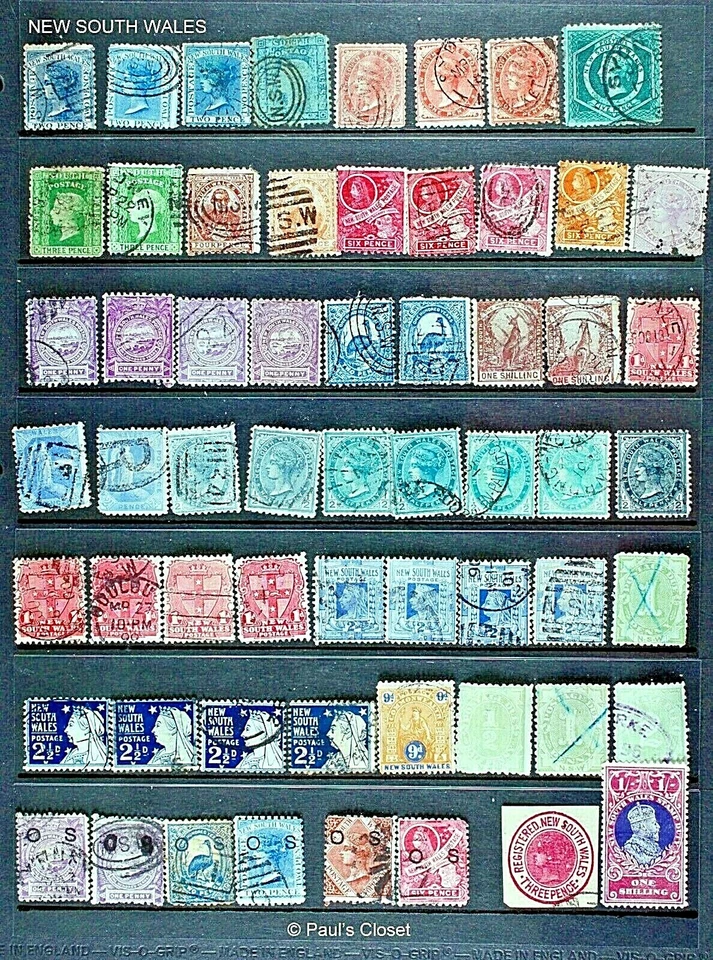 NEW SOUTH WALES - ESTATE STAMP CLCN USED 60 STPS 1859-1905 SEE INVENT LIST F-VF - Image 1 of 1