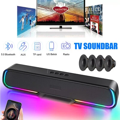 Barra de sonido envolvente sistema de 4 altavoces inalámbrico Bluetooth subwoofer TV cine en casa Foto 1 de 4