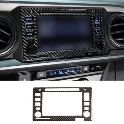 Marco de pantalla de navegación de consola para Toyota Tacoma 2016-2023 1X fibra de carbono real Foto 1 de 4