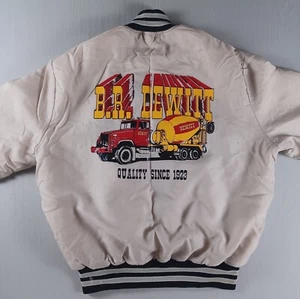 Holloway Satin Bomber Jacket Mens Large DeWitt Concrete White Vintage Y2K - Picture 1 of 11