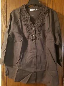 D & Co Tops Bodice Ruffles~ Cotton~ 3/4 Sleeves and Tank for under XL BRN NEW - Picture 1 of 10