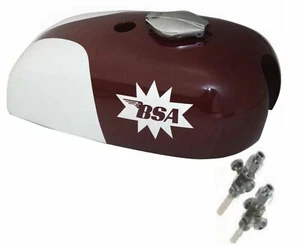 BSA Gas Fuel Tank + Cap & Tap White & Cherry A65HA A65-25PH Spitfire Hornet - Bild 1 von 6