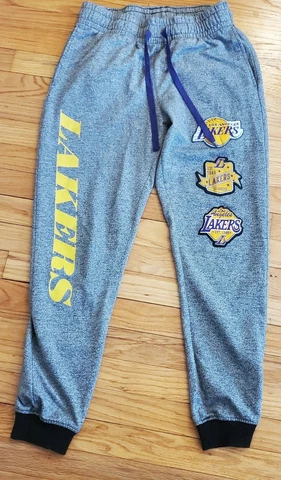 L.A. Lakers Grey Sweatpants Womens Size Medium Stitched Patches Vintage Style Cover