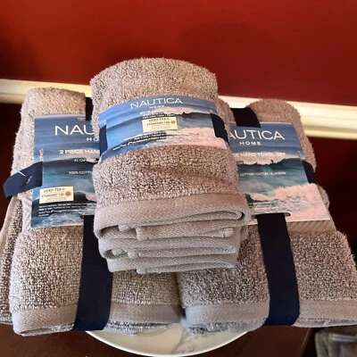 NAUTICA HOME Juego de 8 Piezas - Juego de Toallas de Mano 100% Algodón de 2 más 4 Paños - Gris Foto 1 de 4
