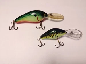 Luhr Jensen Crankbait + Smaller Striped VINTAGE Diving Crank Bait Set of 2 Lures - Picture 1 of 11