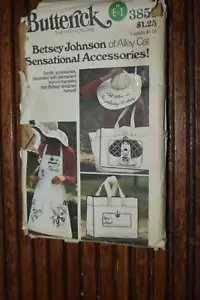Butterick 3850 Betsey Johnson Alley Cat Apron Hat Bag Iron On Transfers Uncut - Picture 1 of 1