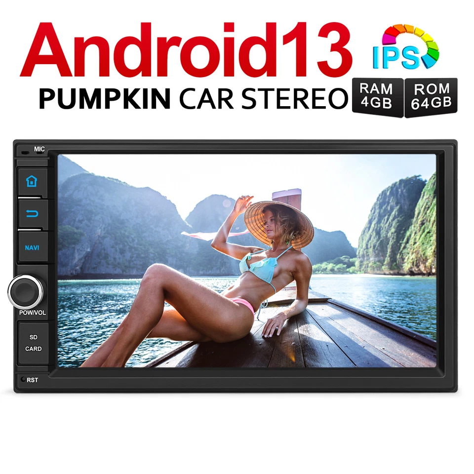 Pumpkin 7" Autoradio Android 13 GPS Navi 4GB 64GB 2 DIN Bluetooth WiFi OBD2 DAB+ - Bild 1 von 4