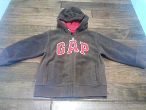 EUC! Boys Gap Brown Red Fleece Zippered Hooded Sweatshirt Hoodie Size 4T - Picture 1 of 1