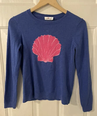 Suéter Pullover Vineyard Vines Azul Marino y Rosa Concha Niñas Talla Grande 14 Foto 1 de 3