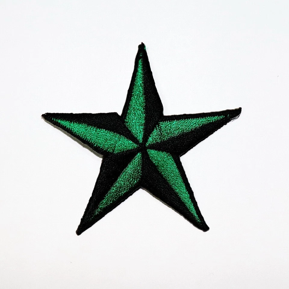 Green Nautical Star patch Artwork Symbol Emblem for DIY Iron on Clothes Jacket - Image 1 of 4