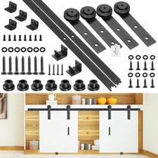 5 FtMini Sliding Double Barn Closet Door Hardware Roller Track Kit Cabinet