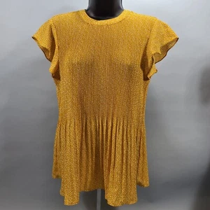 Adrianna Papell Key Hole Back Blouse Yellow White Women's Size XS - Imagen 1 de 6