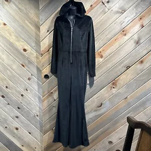 FABLETICS BLACK BUTTERY SOFT PLUSH RIB ZIPPERED HOODED LONG SLEEVE JUMPSUIT - M - Picture 1 of 7