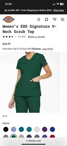 NWT Green Dickies EDS V-neck Scrub Top - Picture 1 of 3