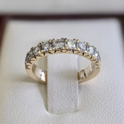 1 CTW Round VVS1 Moissanite Women's Eternity Wedding Band 14K Yellow Gold Plated - Image 1 of 4