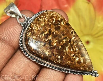 Colgante étnico de piedras preciosas de bronce enchapado en plata 925 u462-A118 Foto 1 de 4