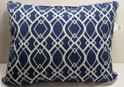 Outdoor Deep Seat Patio Cushion Back Pillow Navy Blue/White Jordan Mainstays - Image 1 of 4