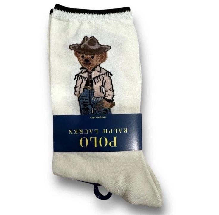 Polo Ralph Lauren Mujer Polo Oso Pantalón Calcetines Marfil, Western Bear Foto 1 de 2