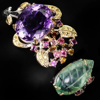 Pulseira de prata esterlina 925 oval ametista 46 ct pedra preciosa feita à mão pré-nita 6,7 polegadas - Imagem 1 de 4