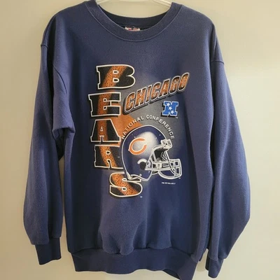 Vintage 1996 Chicago Bears Sweatshirt Size Large Team Rated NFL Made In USA Blue - Image 1 of 4