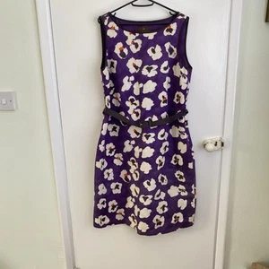Fenn Wright Manson Purple Floral Sleeveless Silk And Cotton Blend Dress Size 14 - Picture 1 of 12