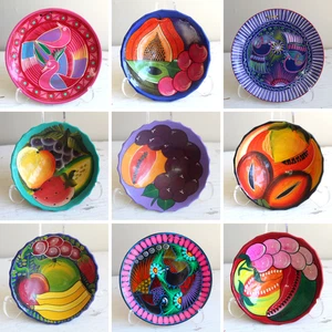 Your Choice : Handmade in Mexico 6 in Hand Painted Fruit Bowls 7.5 in Plate - Picture 1 of 45