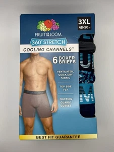 Fruit of the Loom Mens 6-pack 360 Stretch Cooling Channels Boxer Briefs Size 3X - Picture 1 of 3