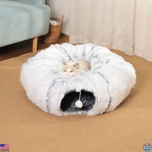 Katze Tunnelbett Plüsch Höhle Donut Spielplatz für Kätzchen, Kaninchen, Frettchen - Bild 1 von 6