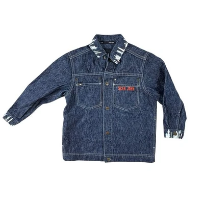 Chaqueta de mezclilla Sean John para niños talla M 5/6 con estampado de logotipo Chaqueta de jean Ropa de calle Foto 1 de 3