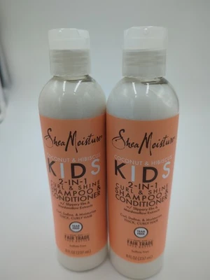 (2) Champú y acondicionador para niños 2 en 1 Curl & Shine, coco e hibisco, 8 fl oz  Foto 1 de 2
