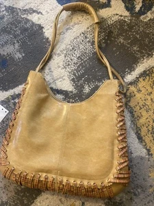 SABINA New York Designer Boho  Laced Purse Leather Women's Beige - Picture 1 of 7