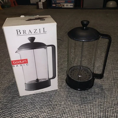 Bodum Cafetière Brazil 1L 8 Cup Coffee Press Black Boxed 1 Litre Bodum Basic NIB - image 1 of 4