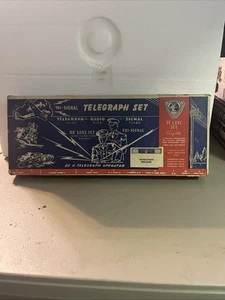 Vintage Tri-Signal Telegraph Set w/ Box Deluxe Morse Code Click Buzz Flash parts - Picture 1 of 7