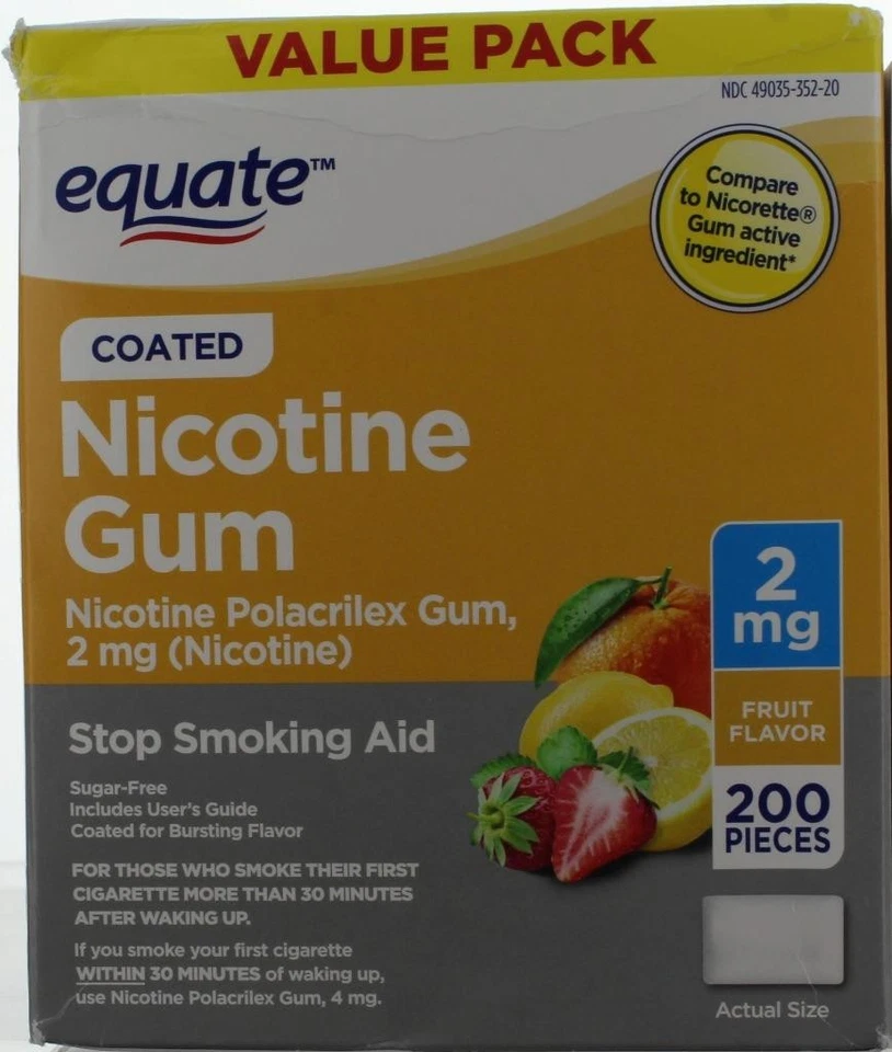 Equate Nicotina Goma Sabor Fruta 2mg 200 CT Envío Gratis Exp02/27+ SIN DEVOLUCIONES Foto 1 de 1