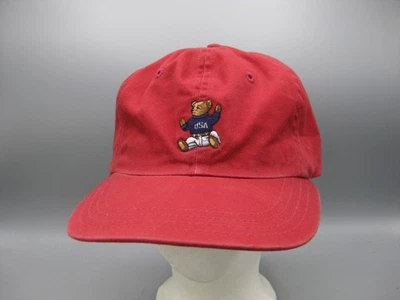 De colección 1990 Polo Ralph Lauren Oso Sentado EE. UU. Unisex Adulto Algodón Sombrero Correa Trasera Foto 1 de 4