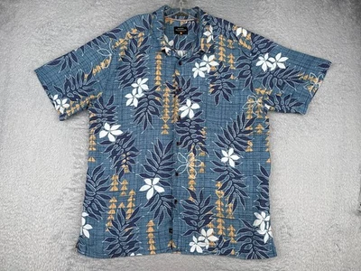 Camisa Quiksilver Waterman Hombre Grande Azul DELGADA Floral Hawaiana Abotonada LEER Foto 1 de 4