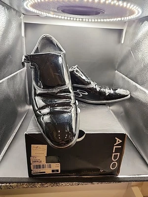 Sapatos sociais Aldo Haysien masculino tamanho 10 couro envernizado com alça com caixa original - Imagem 1 de 4