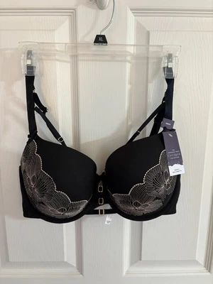Nuevo con etiquetas Sujetador Cacique 38DD Negro/Dorado Encaje Con Aros Boost Balconette Lane Bryant Foto 1 de 4