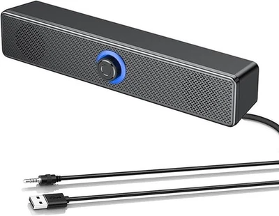 Wired USB Computer Speaker Soundbar 3D Surround Stereo Bass Boost 1.2M Cable 40W - Image 1 of 4