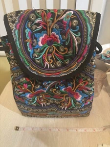 NWOT Boho Hippie style small Embroidered Backpack Purse Bag - Picture 1 of 5