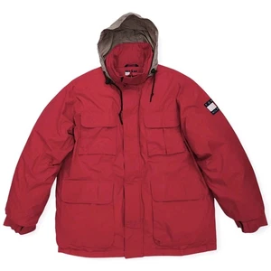 Vintage 90s Tommy Hilfiger Down Filled Chore Jacket Mens M Red Flag Logo Cotton - Picture 1 of 21