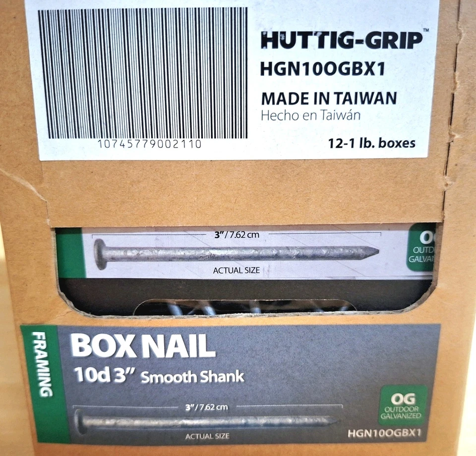 Huttig Grip 10d Framing Box Nail 3in HGN10OGBX1 Outdoor Galvanized 1 lb 85 Nails