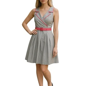 Vestido Anthtopologie Orsay Caqui Tostado Rosa Caliente Cuello Cinturón Línea A Acampanado Talla 32 - Imagen 1 de 6