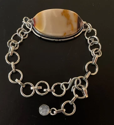 Pulsera Mookaite Piedras Preciosas 22cm -Plata de Ley 925 Chapada-Nueva Foto 1 de 4